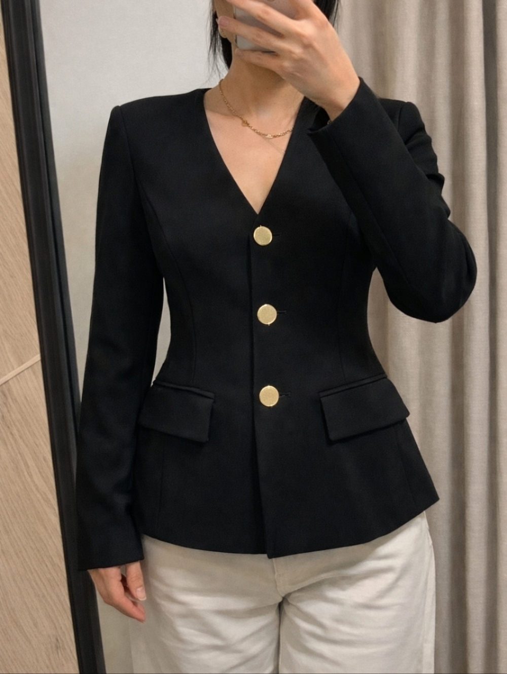ZARA SHOULDER PAD BLAZER Black Size L